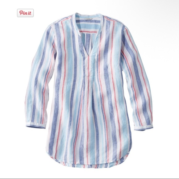 L.L. Bean Tops - LL Bean Striped Linen Shirt, size XS Petite